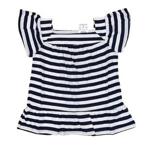 NWT J. Crew Girls' Navy & White Stripe Square-Neck Peplum Tee